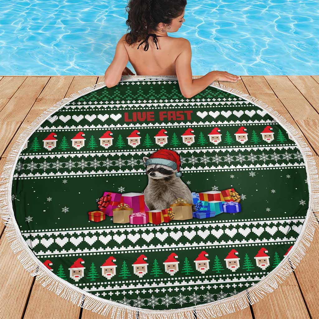 Sloth Christmas Beach Blanket with Santa Hat, Presents, and Festive Pattern - Wonder Print Shop