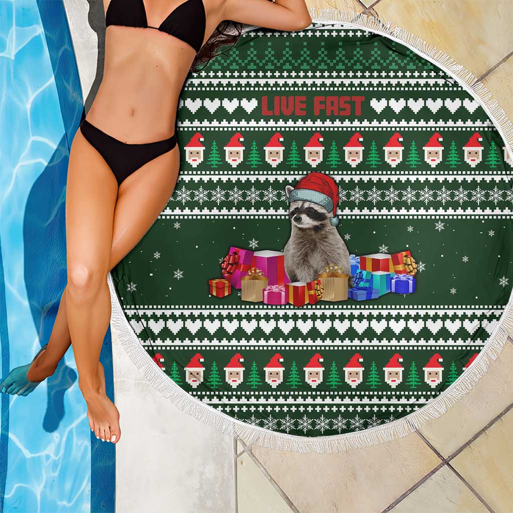 Sloth Christmas Beach Blanket with Santa Hat, Presents, and Festive Pattern - Wonder Print Shop