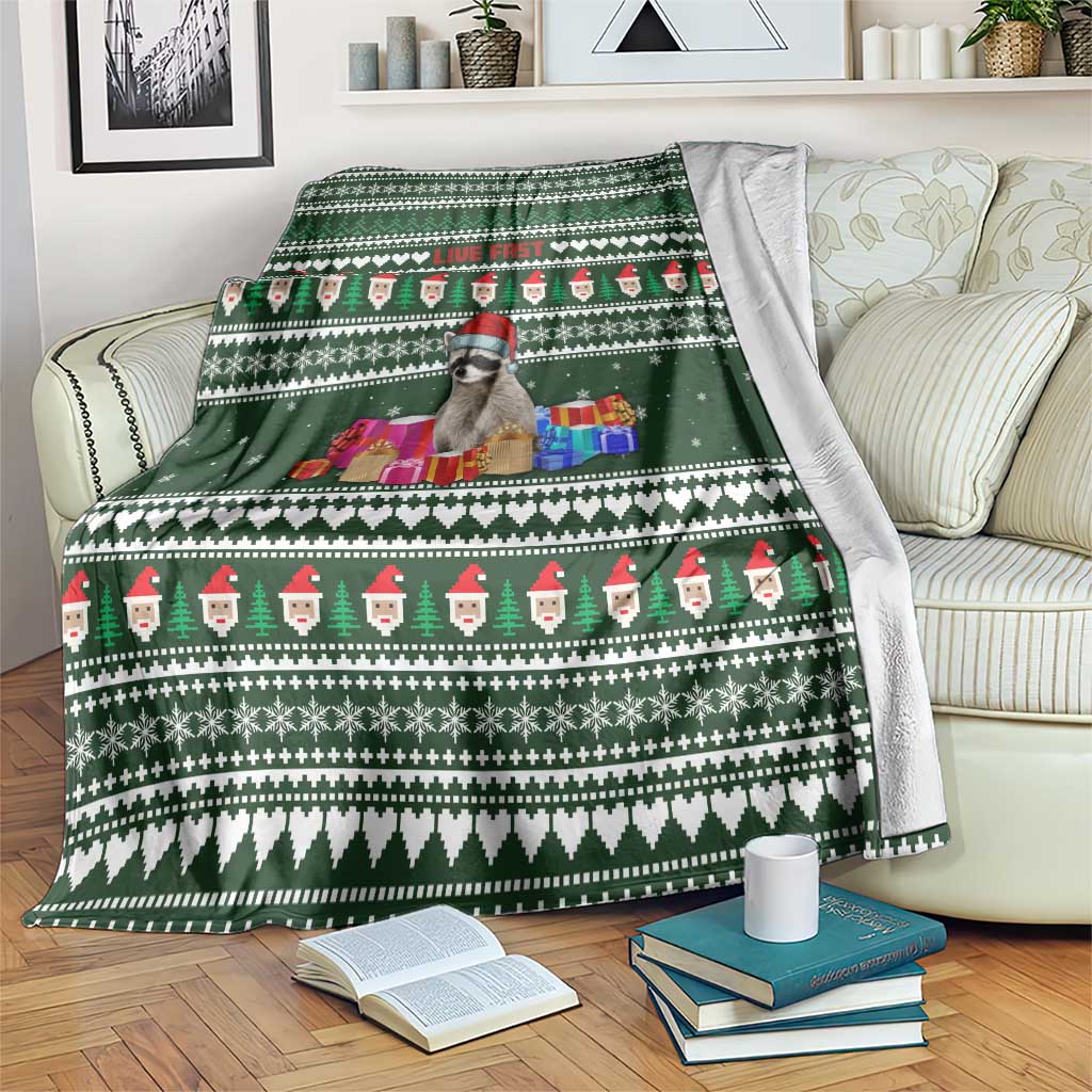Sloth Christmas Blanket with Santa Hat, Presents, and Festive Pattern - Wonder Print Shop
