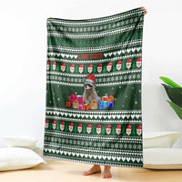 Sloth Christmas Blanket with Santa Hat, Presents, and Festive Pattern - Wonder Print Shop