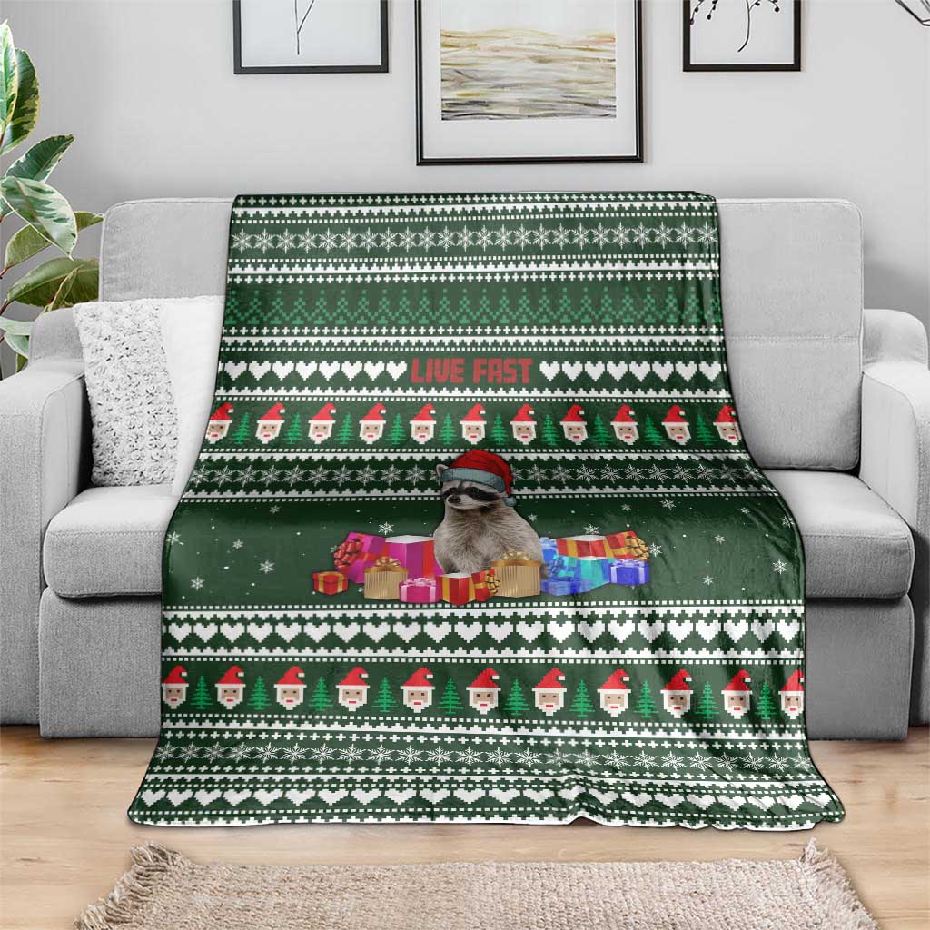 Sloth Christmas Blanket with Santa Hat, Presents, and Festive Pattern - Wonder Print Shop