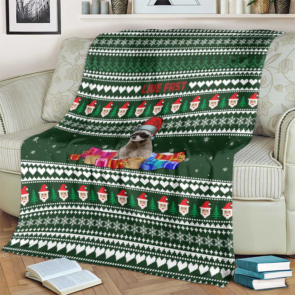 Sloth Christmas Blanket with Santa Hat, Presents, and Festive Pattern - Wonder Print Shop
