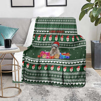 Sloth Christmas Blanket with Santa Hat, Presents, and Festive Pattern - Wonder Print Shop