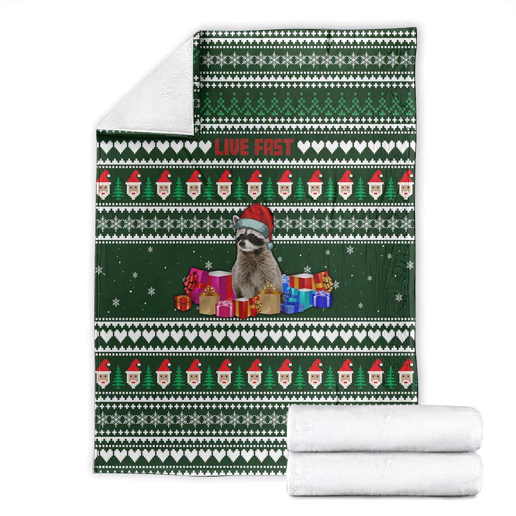 Sloth Christmas Blanket with Santa Hat, Presents, and Festive Pattern - Wonder Print Shop