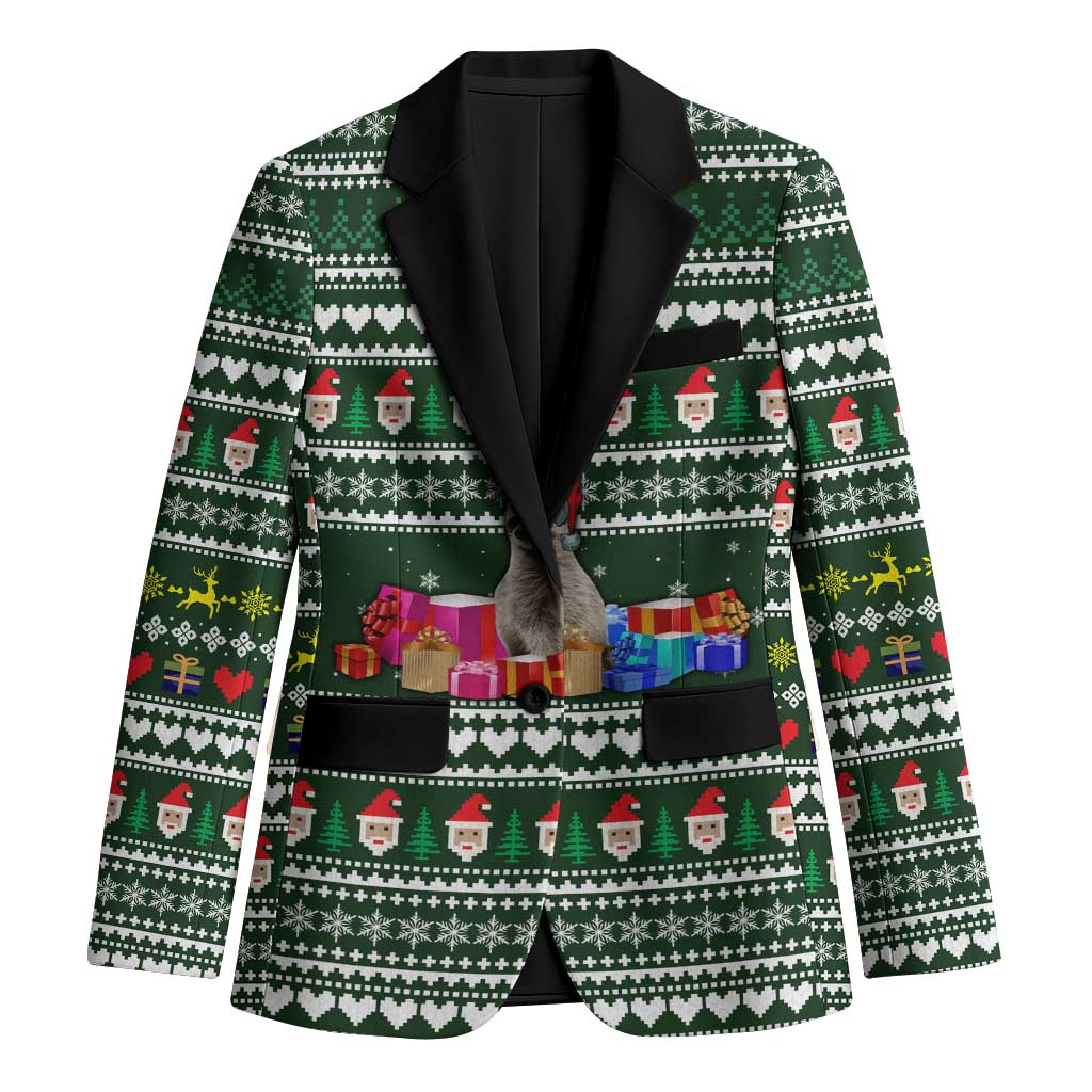 Sloth Christmas Blazer with Santa Hat, Presents, and Festive Pattern - Wonder Print Shop