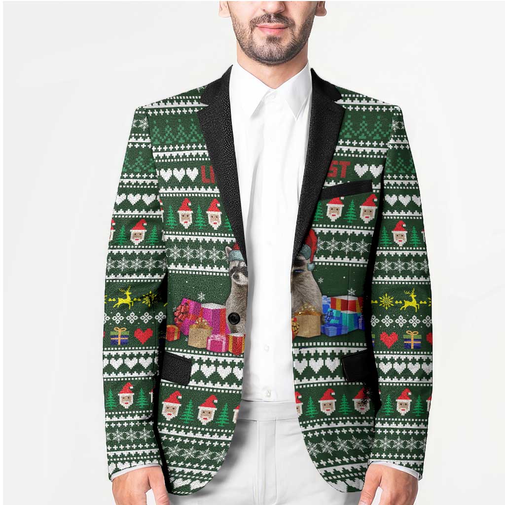 Sloth Christmas Blazer with Santa Hat, Presents, and Festive Pattern - Wonder Print Shop