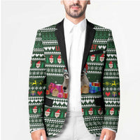 Sloth Christmas Blazer with Santa Hat, Presents, and Festive Pattern - Wonder Print Shop