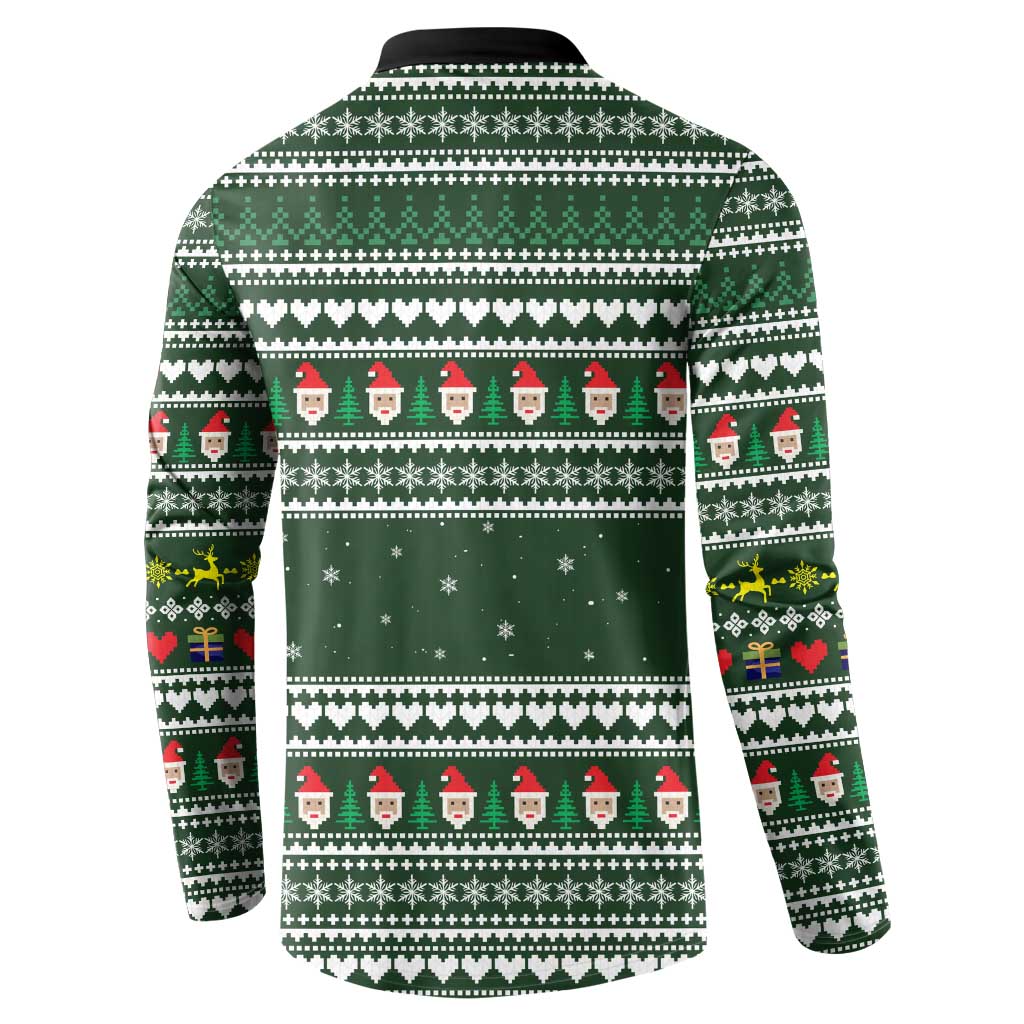 Sloth Christmas Button Sweatshirt with Santa Hat, Presents, and Festive Pattern - Wonder Print Shop