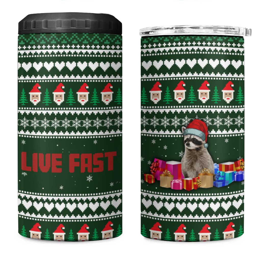 Sloth Christmas 4 in 1 Can Cooler Tumbler with Santa Hat, Presents, and Festive Pattern - Wonder Print Shop