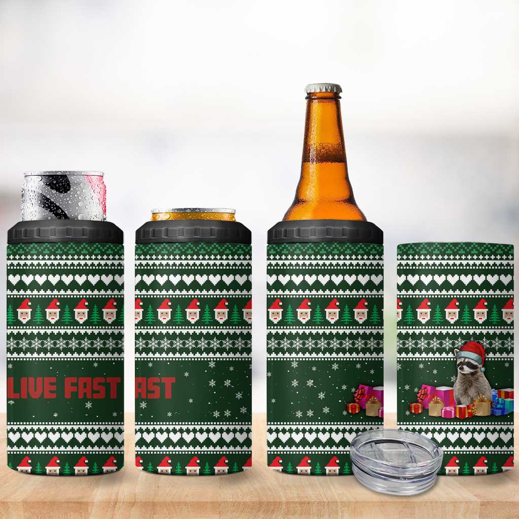 Sloth Christmas 4 in 1 Can Cooler Tumbler with Santa Hat, Presents, and Festive Pattern - Wonder Print Shop