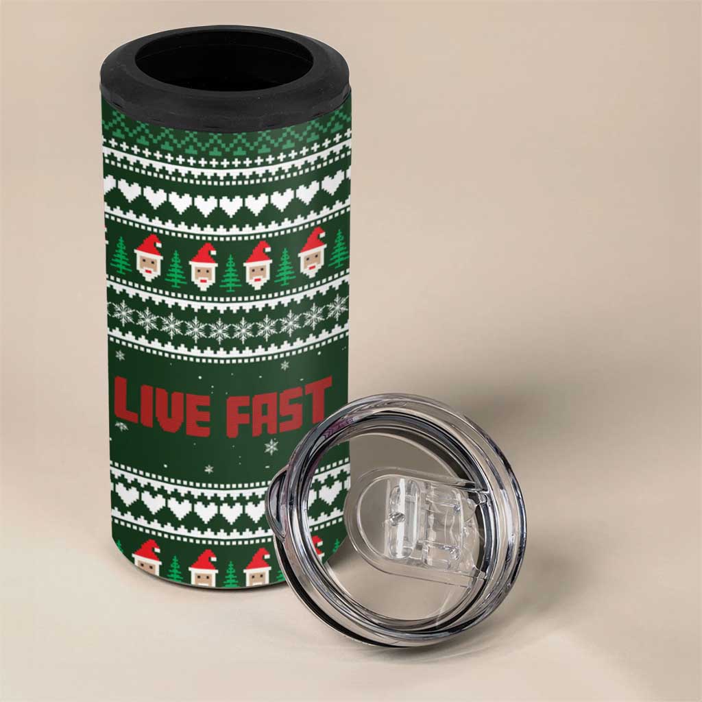 Sloth Christmas 4 in 1 Can Cooler Tumbler with Santa Hat, Presents, and Festive Pattern - Wonder Print Shop