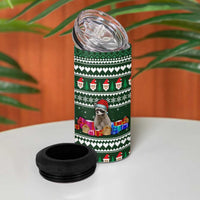 Sloth Christmas 4 in 1 Can Cooler Tumbler with Santa Hat, Presents, and Festive Pattern - Wonder Print Shop