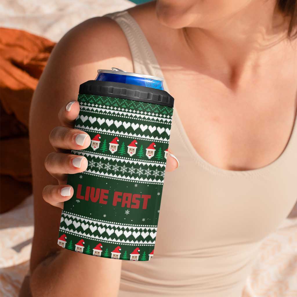 Sloth Christmas 4 in 1 Can Cooler Tumbler with Santa Hat, Presents, and Festive Pattern - Wonder Print Shop