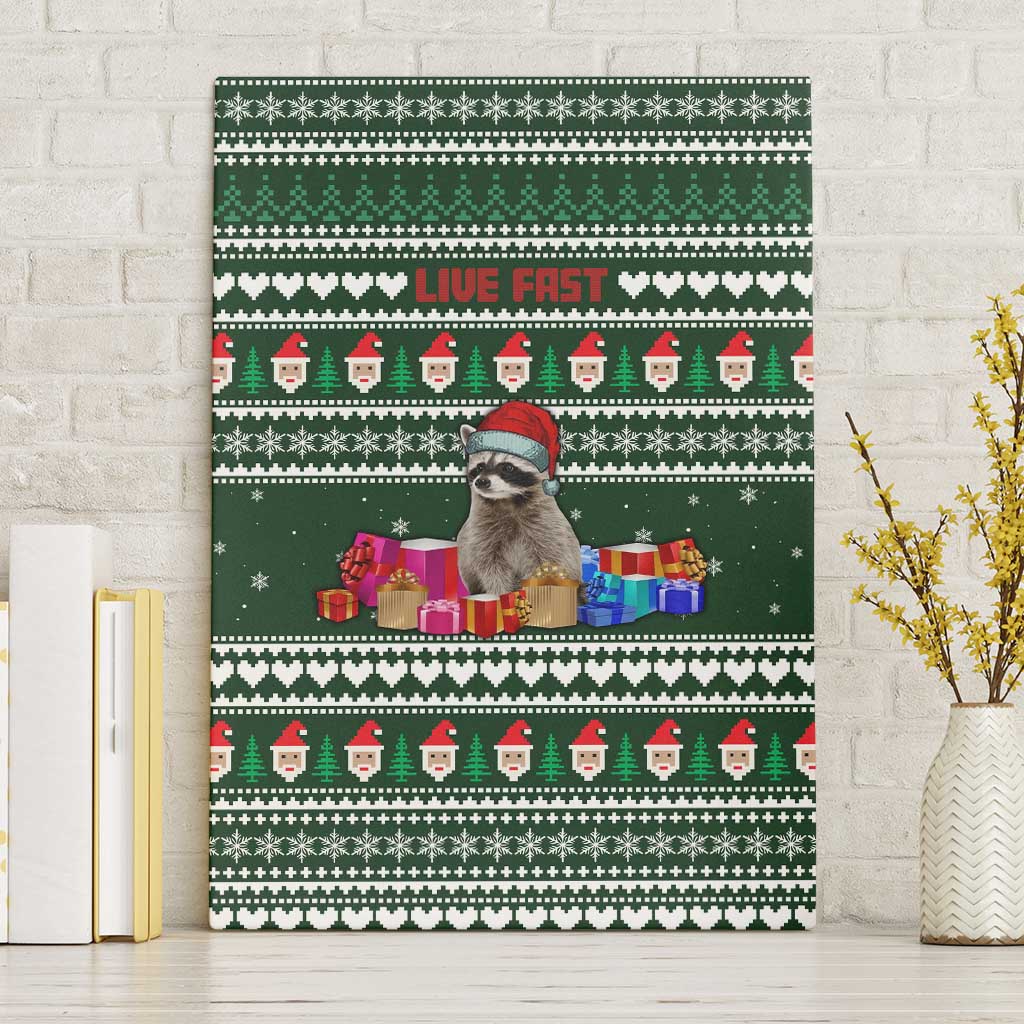 Sloth Christmas Canvas Wall Art with Santa Hat, Presents, and Festive Pattern - Wonder Print Shop