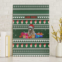 Sloth Christmas Canvas Wall Art with Santa Hat, Presents, and Festive Pattern - Wonder Print Shop