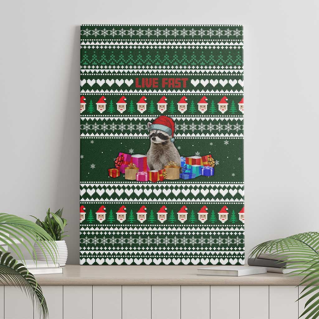 Sloth Christmas Canvas Wall Art with Santa Hat, Presents, and Festive Pattern - Wonder Print Shop
