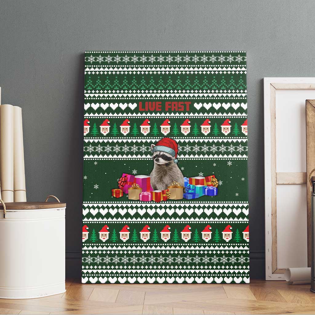 Sloth Christmas Canvas Wall Art with Santa Hat, Presents, and Festive Pattern - Wonder Print Shop
