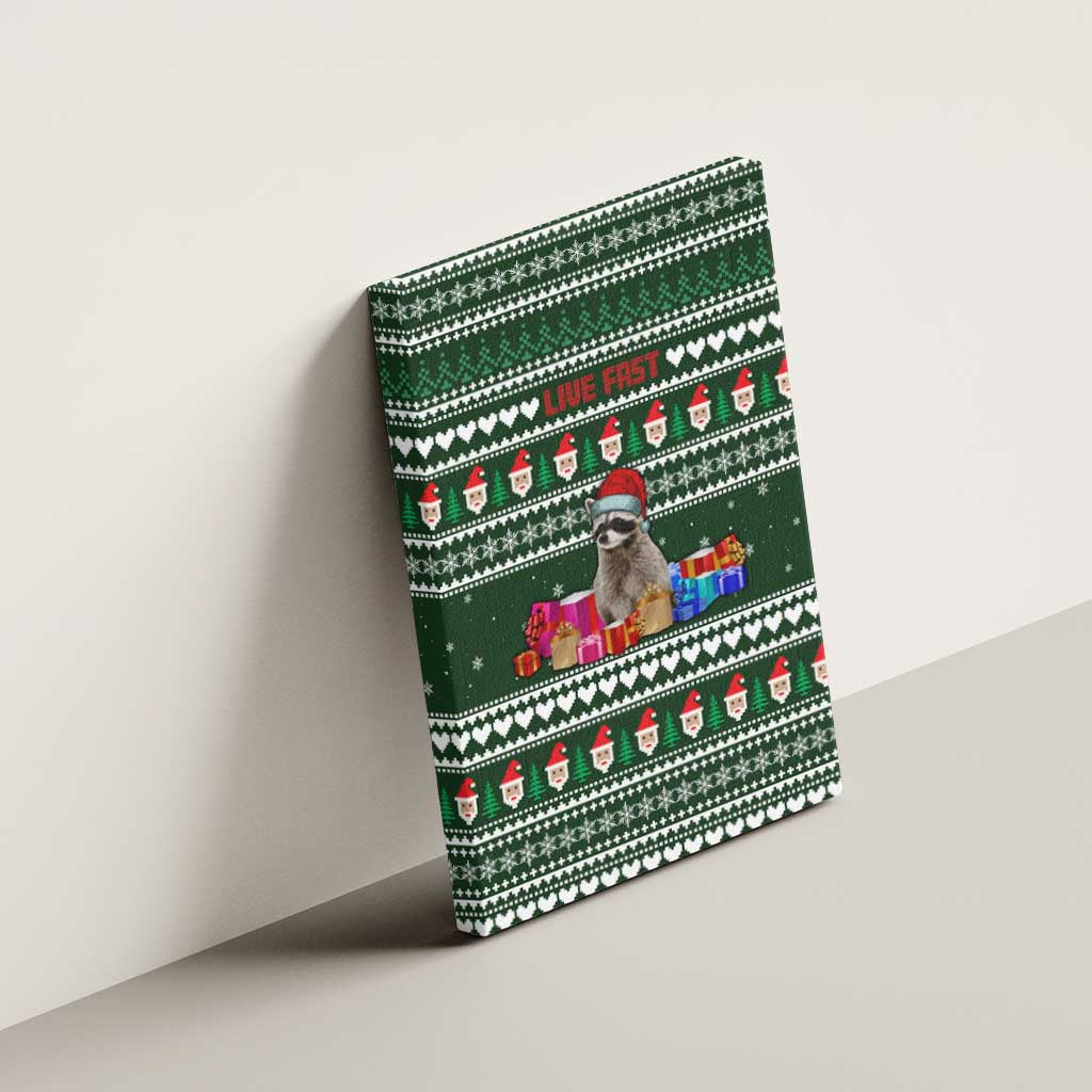 Sloth Christmas Canvas Wall Art with Santa Hat, Presents, and Festive Pattern - Wonder Print Shop
