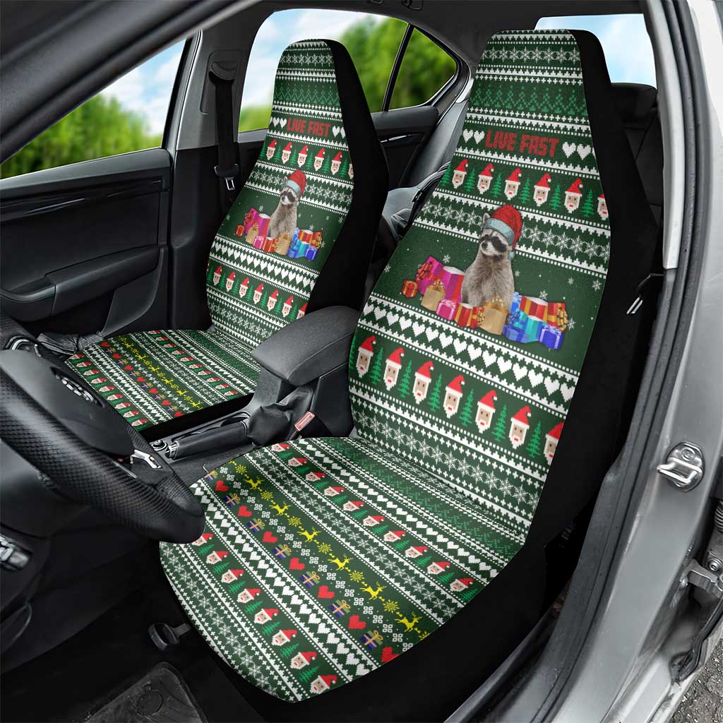 Sloth Christmas Car Seat Cover with Santa Hat, Presents, and Festive Pattern - Wonder Print Shop