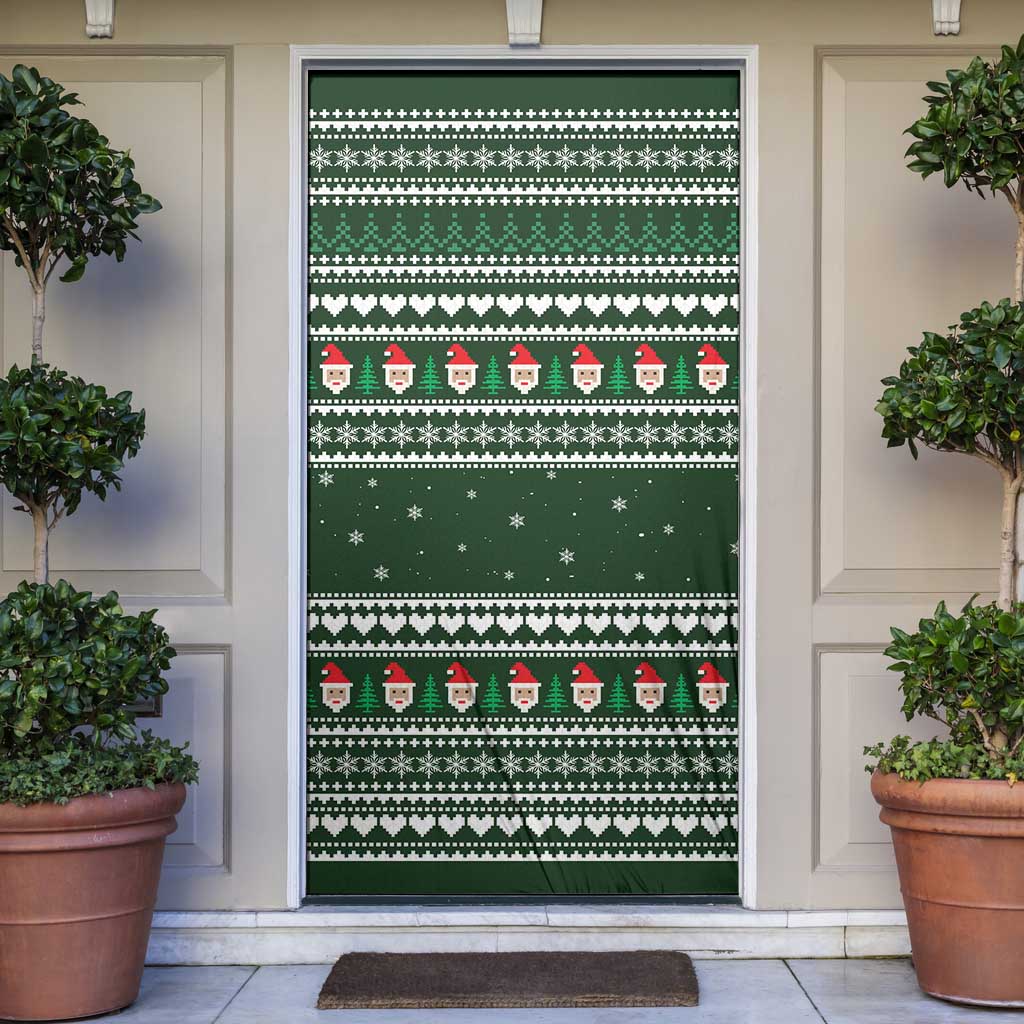 Sloth Christmas Door Cover with Santa Hat, Presents, and Festive Pattern - Wonder Print Shop
