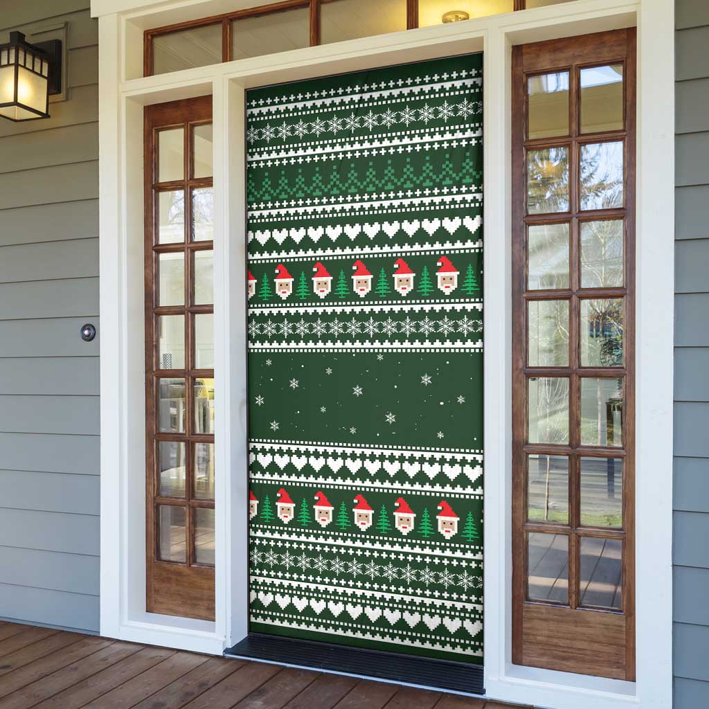 Sloth Christmas Door Cover with Santa Hat, Presents, and Festive Pattern - Wonder Print Shop