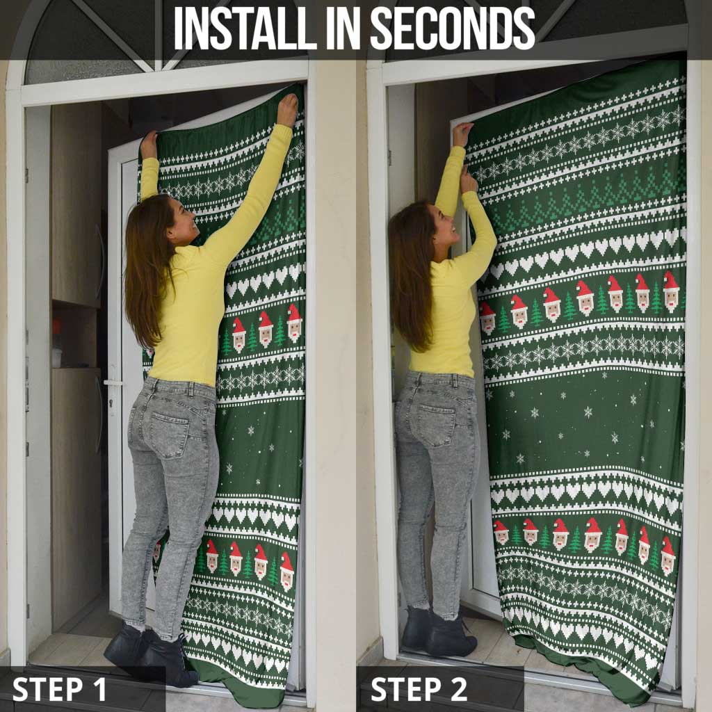 Sloth Christmas Door Cover with Santa Hat, Presents, and Festive Pattern - Wonder Print Shop