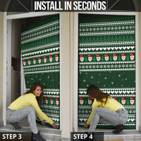 Sloth Christmas Door Cover with Santa Hat, Presents, and Festive Pattern - Wonder Print Shop