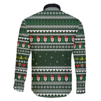 Sloth Christmas Family Matching Off The Shoulder Long Sleeve Dress and Hawaiian Shirt with Santa Hat, Presents, and Festive Pattern - Wonder Print Shop