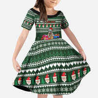Sloth Christmas Family Matching Off Shoulder Maxi Dress and Hawaiian Shirt with Santa Hat, Presents, and Festive Pattern - Wonder Print Shop