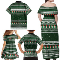 Sloth Christmas Family Matching Off Shoulder Maxi Dress and Hawaiian Shirt with Santa Hat, Presents, and Festive Pattern - Wonder Print Shop