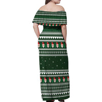 Sloth Christmas Family Matching Off Shoulder Maxi Dress and Hawaiian Shirt with Santa Hat, Presents, and Festive Pattern - Wonder Print Shop