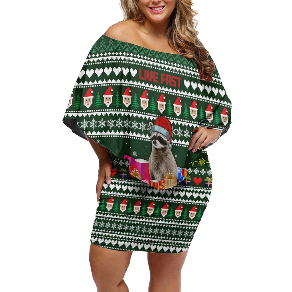 Sloth Christmas Family Matching Off Shoulder Short Dress and Hawaiian Shirt with Santa Hat, Presents, and Festive Pattern - Wonder Print Shop