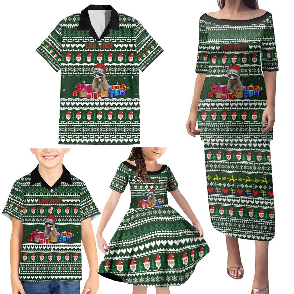 Sloth Christmas Family Matching Puletasi and Hawaiian Shirt with Santa Hat, Presents, and Festive Pattern - Wonder Print Shop