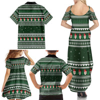 Sloth Christmas Family Matching Summer Maxi Dress and Hawaiian Shirt with Santa Hat, Presents, and Festive Pattern - Wonder Print Shop