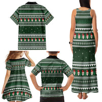 Sloth Christmas Family Matching Tank Maxi Dress and Hawaiian Shirt with Santa Hat, Presents, and Festive Pattern - Wonder Print Shop