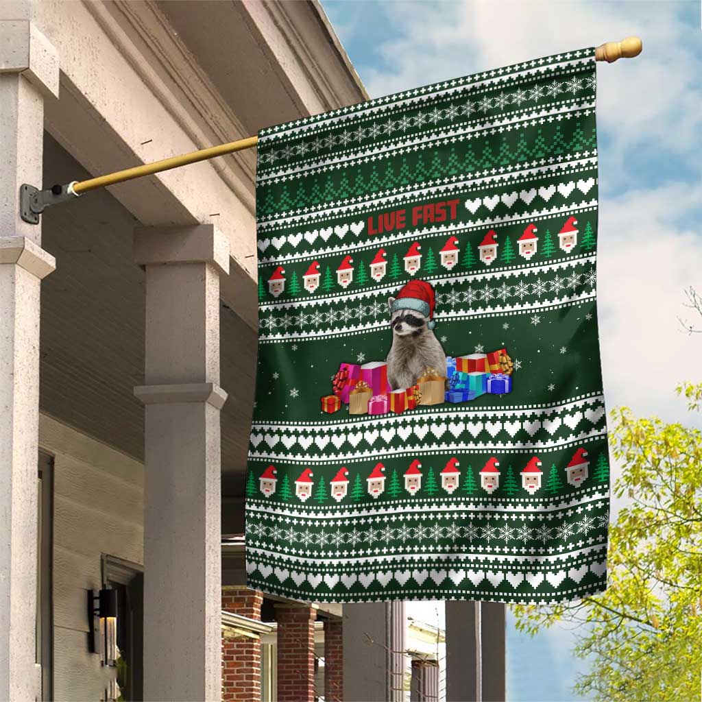 Sloth Christmas Garden Flag with Santa Hat, Presents, and Festive Pattern - Wonder Print Shop
