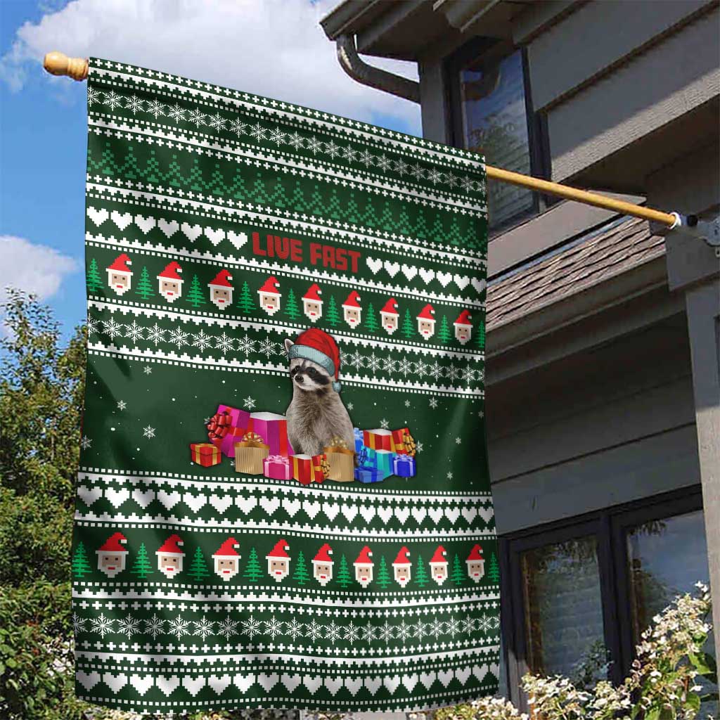 Sloth Christmas Garden Flag with Santa Hat, Presents, and Festive Pattern - Wonder Print Shop
