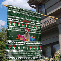 Sloth Christmas Garden Flag with Santa Hat, Presents, and Festive Pattern - Wonder Print Shop