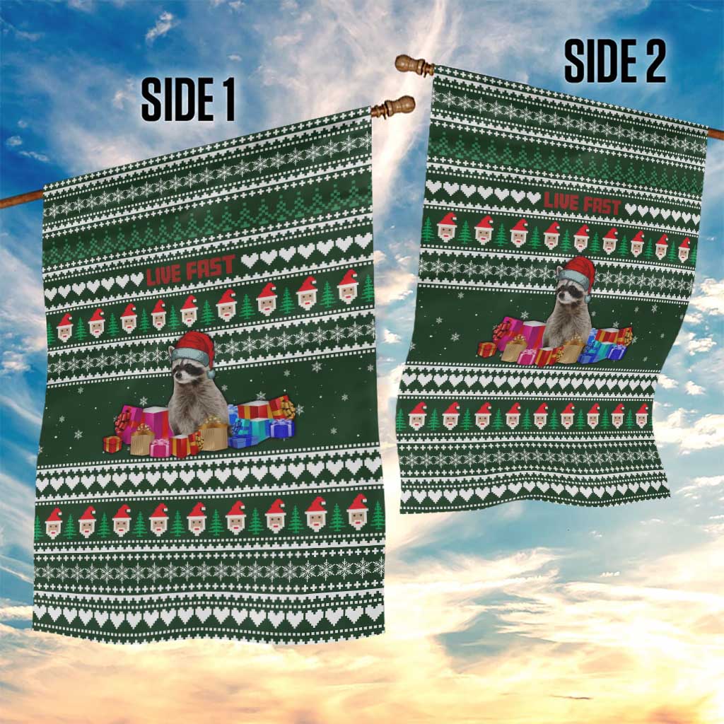 Sloth Christmas Garden Flag with Santa Hat, Presents, and Festive Pattern - Wonder Print Shop