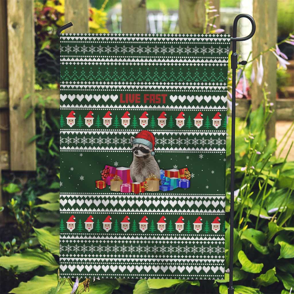 Sloth Christmas Garden Flag with Santa Hat, Presents, and Festive Pattern - Wonder Print Shop