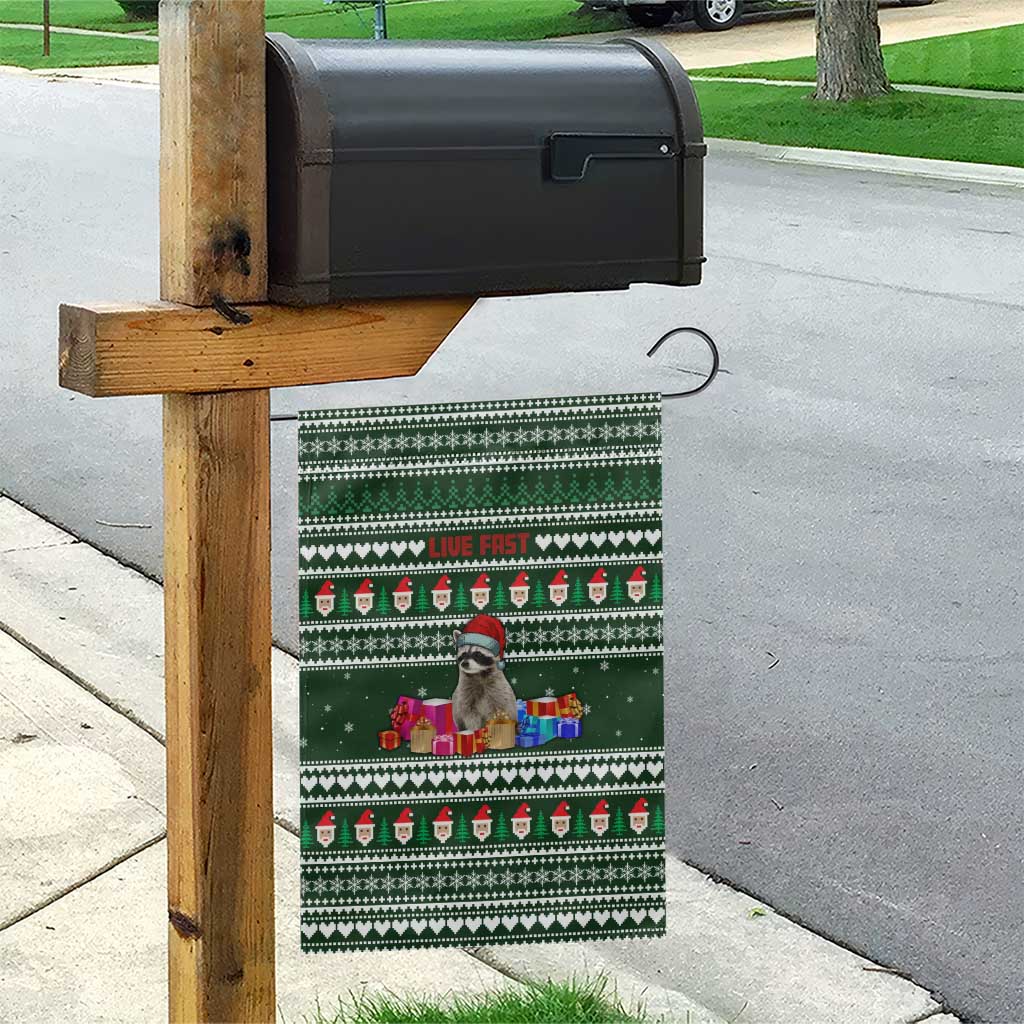 Sloth Christmas Garden Flag with Santa Hat, Presents, and Festive Pattern - Wonder Print Shop