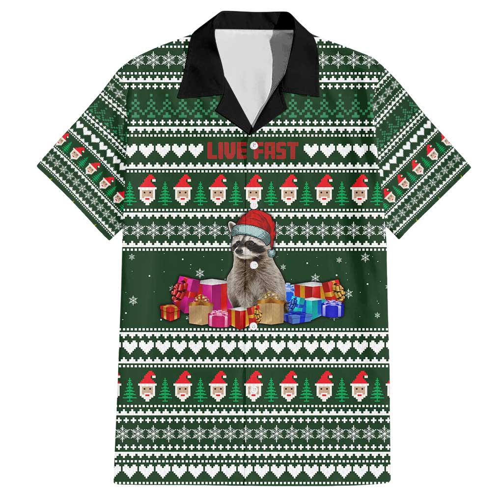 Sloth Christmas Hawaiian Shirt with Santa Hat, Presents, and Festive Pattern - Wonder Print Shop