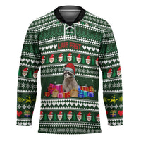 Sloth Christmas Hockey Jersey with Santa Hat, Presents, and Festive Pattern - Wonder Print Shop