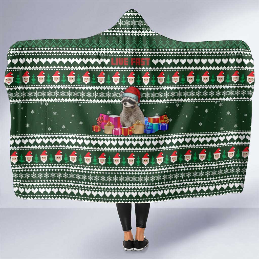 Sloth Christmas Hooded Blanket with Santa Hat, Presents, and Festive Pattern - Wonder Print Shop