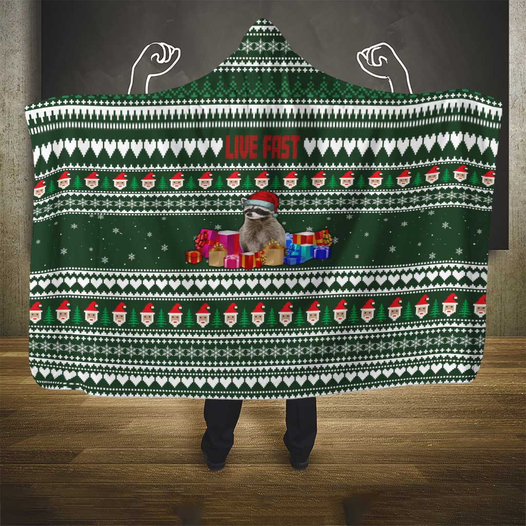 Sloth Christmas Hooded Blanket with Santa Hat, Presents, and Festive Pattern - Wonder Print Shop