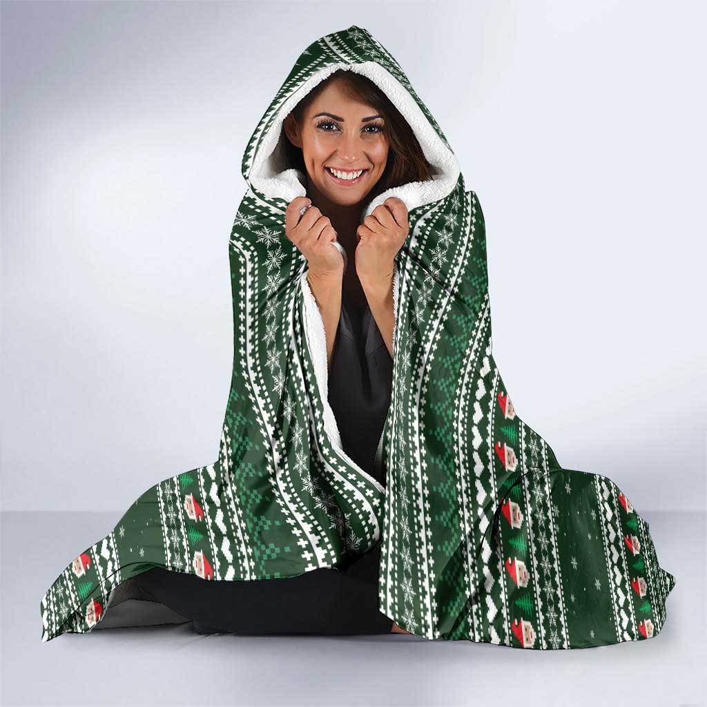 Sloth Christmas Hooded Blanket with Santa Hat, Presents, and Festive Pattern - Wonder Print Shop