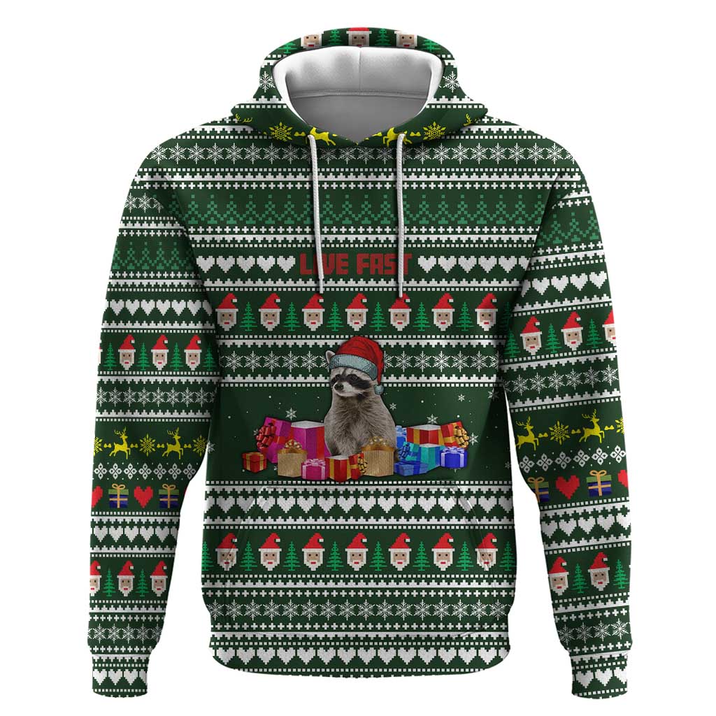 Sloth Christmas Hoodie with Santa Hat, Presents, and Festive Pattern - Wonder Print Shop