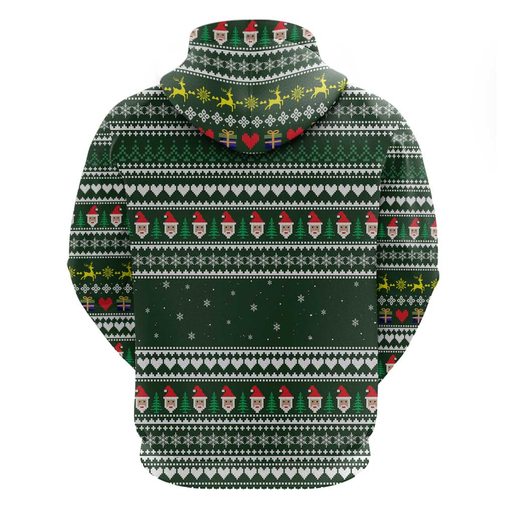 Sloth Christmas Hoodie with Santa Hat, Presents, and Festive Pattern - Wonder Print Shop