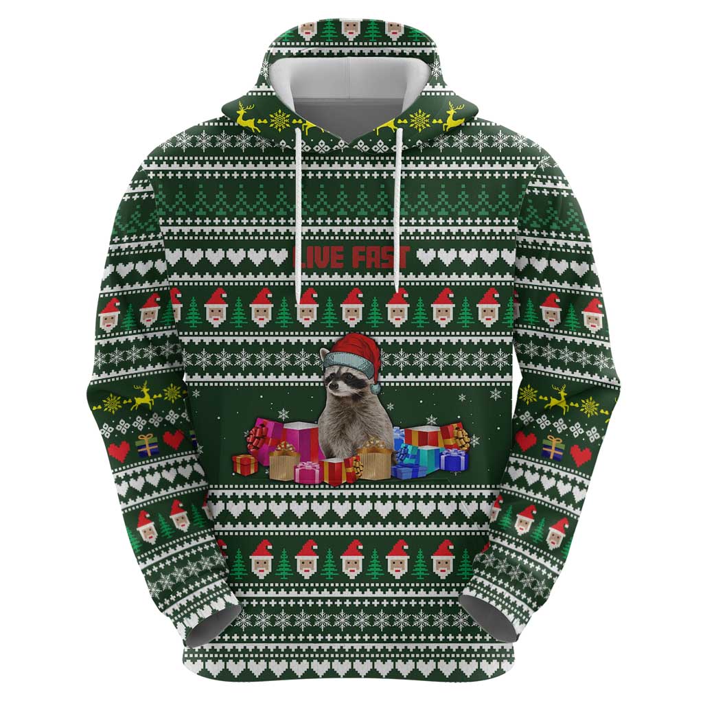 Sloth Christmas Hoodie with Santa Hat, Presents, and Festive Pattern - Wonder Print Shop