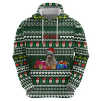 Sloth Christmas Hoodie with Santa Hat, Presents, and Festive Pattern - Wonder Print Shop